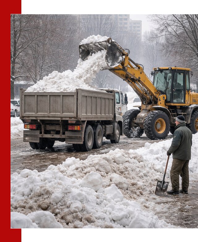 Вывоз снега грузовой техникой в Чистополе оперативно и чисто