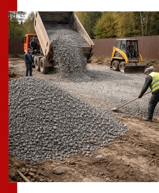 Отсыпка участка щебнем с доставкой и уплотнением в Чистополе